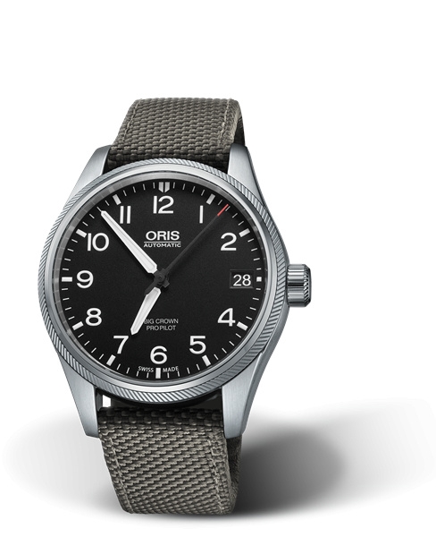 Oris 01 751 7697 4164-07 5 20 17FC : Big Crown ProPilot Date Black / Grey Textile
