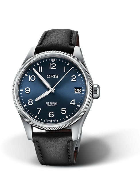 Oris 01 751 7761 4065-07 6 20 08LC : Big Crown ProPilot Big Date Stainless Steel / Blue / Leather
