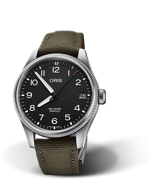 Oris 01 751 7761 4164-07 3 20 03LC : Big Crown ProPilot Big Date Stainless Steel / Black / Fabric