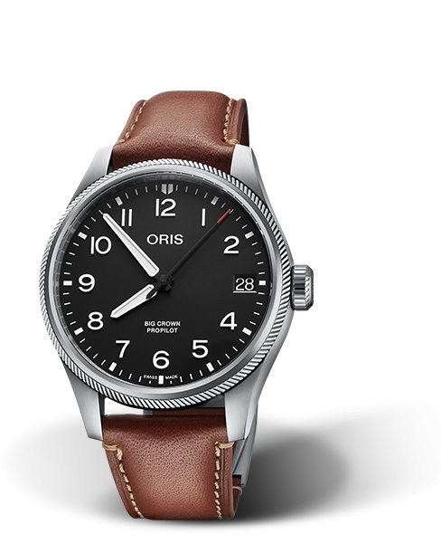 Oris 01 751 7761 4164-07 6 20 07LC : Big Crown ProPilot Big Date Stainless Steel / Black / Leather