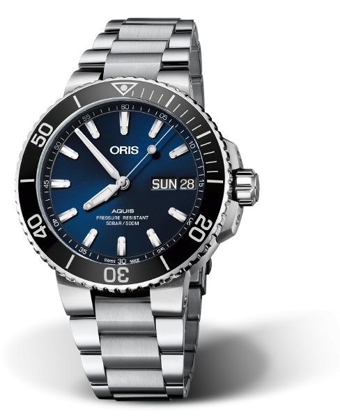 Oris 01 752 7733 4135-07 8 24 05PEB : Aquis Big Day Date 45.5 Stainless Steel / Blue / Bracelet