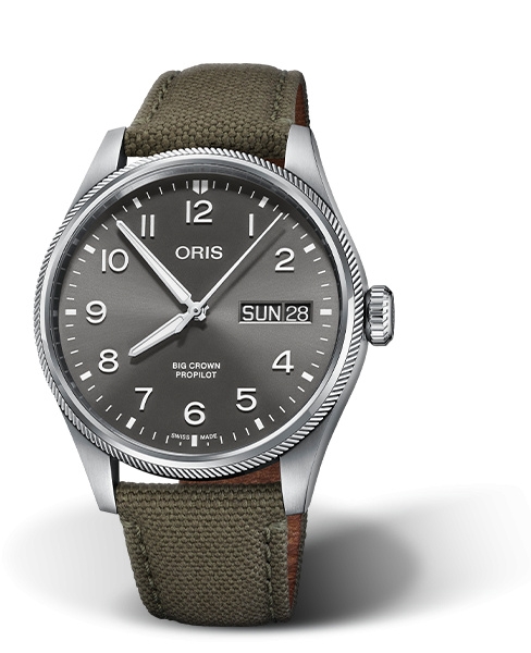 Oris 01 752 7760 4063-07 3 22 02LC : Big Crown ProPilot Big Day Date Stainless Steel / Grey / Fabric