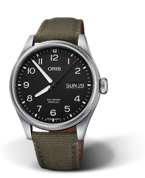 Oris 01 752 7760 4164-07 3 22 02LC : Big Crown ProPilot Big Day Date Stainless Steel / Black / Fabric