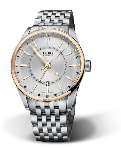 Oris 01 761 7691 6331-07 8 21 80 : Artix Pointer Moon Date Stainless Steel - Rose Gold / Silver / Bracelet