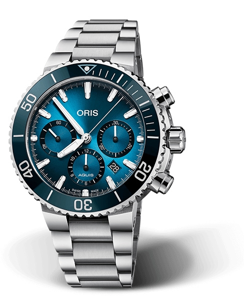 Oris 01 771 7743 4185 : Aquis Chronograph 45.5 Blue Whale Limited Edition