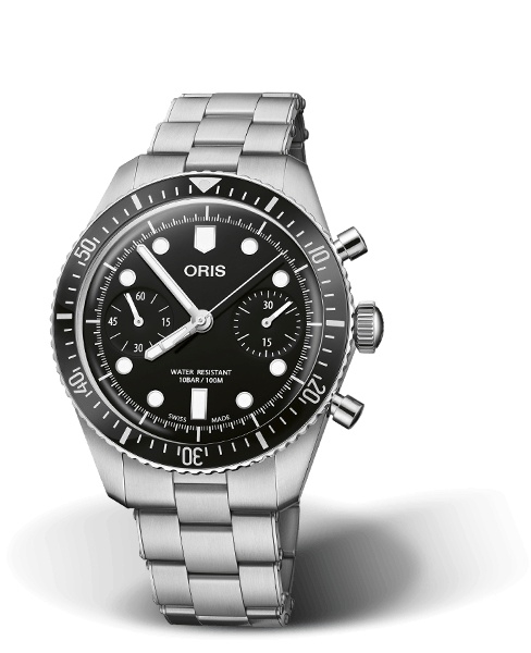 Oris 01 771 7791 4054-07 8 20 18 : Divers Sixty-Five 40 Chronograph Stainless Steel / Black / Bracelet