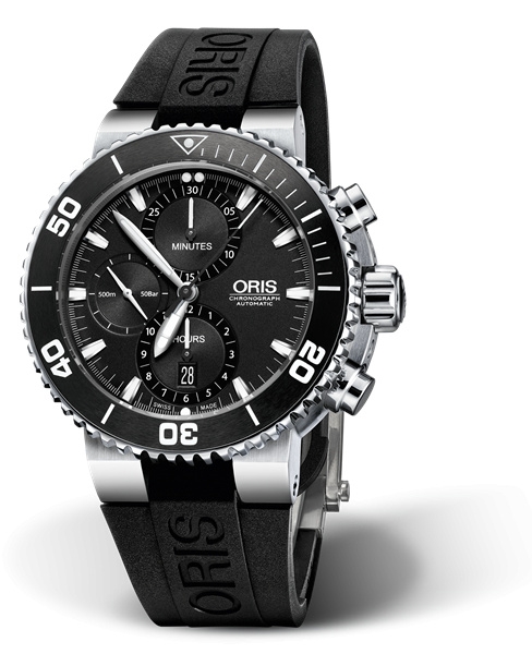 Oris 01 774 7655 4154-07 4 26 34EB : Aquis Chronograph 46 Stainless Steel / Black / Rubber