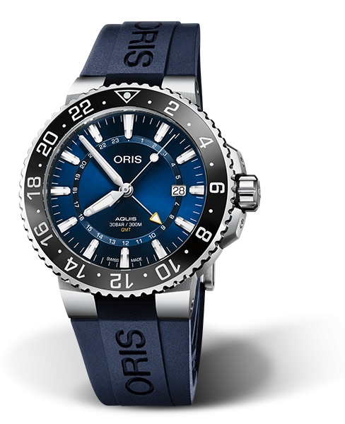 Oris 01 798 7754 4135-07 4 24 65EB : Aquis GMT 43.5 Stainless Steel / Blue / Rubber