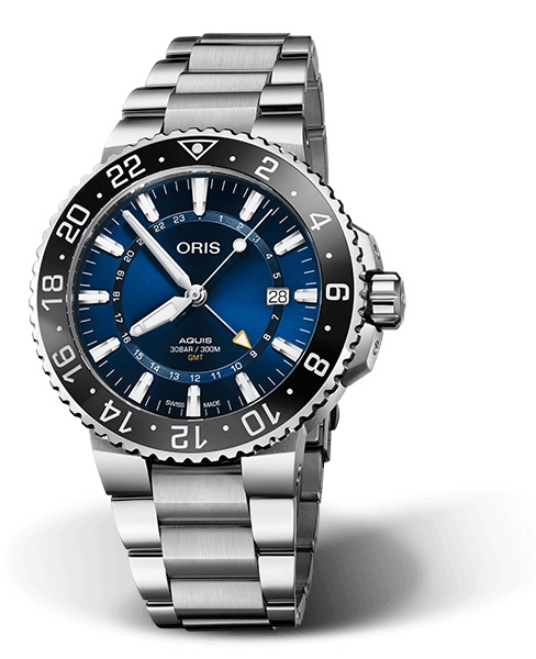 Oris 01 798 7754 4135-07 8 24 05PEB : Aquis GMT 43.5 Stainless Steel / Blue / Bracelet