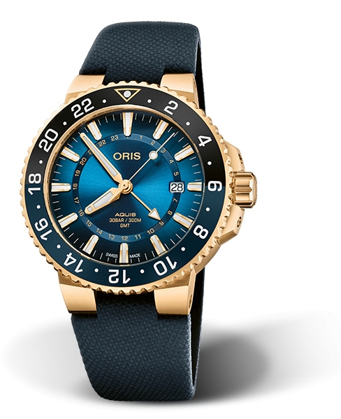 Oris 01 798 7754 6185-Set : Aquis GMT Carysfort Reef Gold Limited Edition