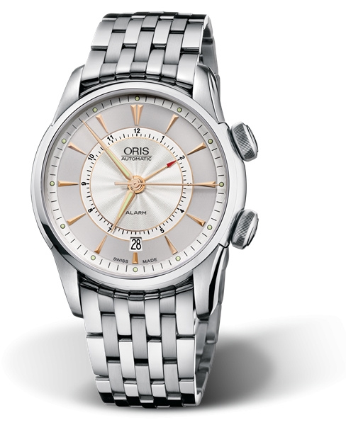 Oris 01 908 7607 4051-Set MB : Artelier Alarm Stainless Steel / Silver / Bracelet