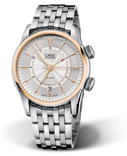 Oris 01 908 7607 6351-Set MB : Artelier Alarm Stainless Steel - Rose Gold / Silver / Bracelet