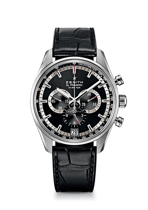 Zenith 03.2040.400/21.C496 : El Primero 36.000 VPH Stainless Steel / Black / Alligator