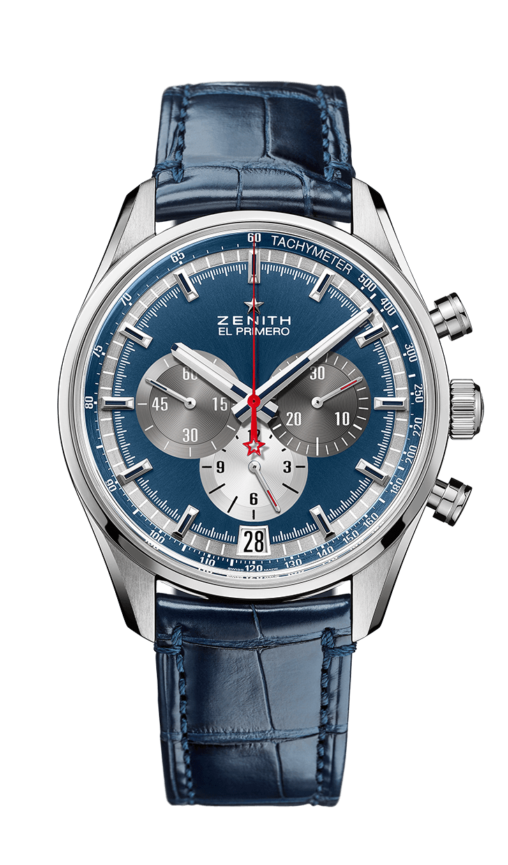Zenith 03.2040.400/53.C700 : El Primero Chronomaster 42 Stainless Steel / Blue / Alligator