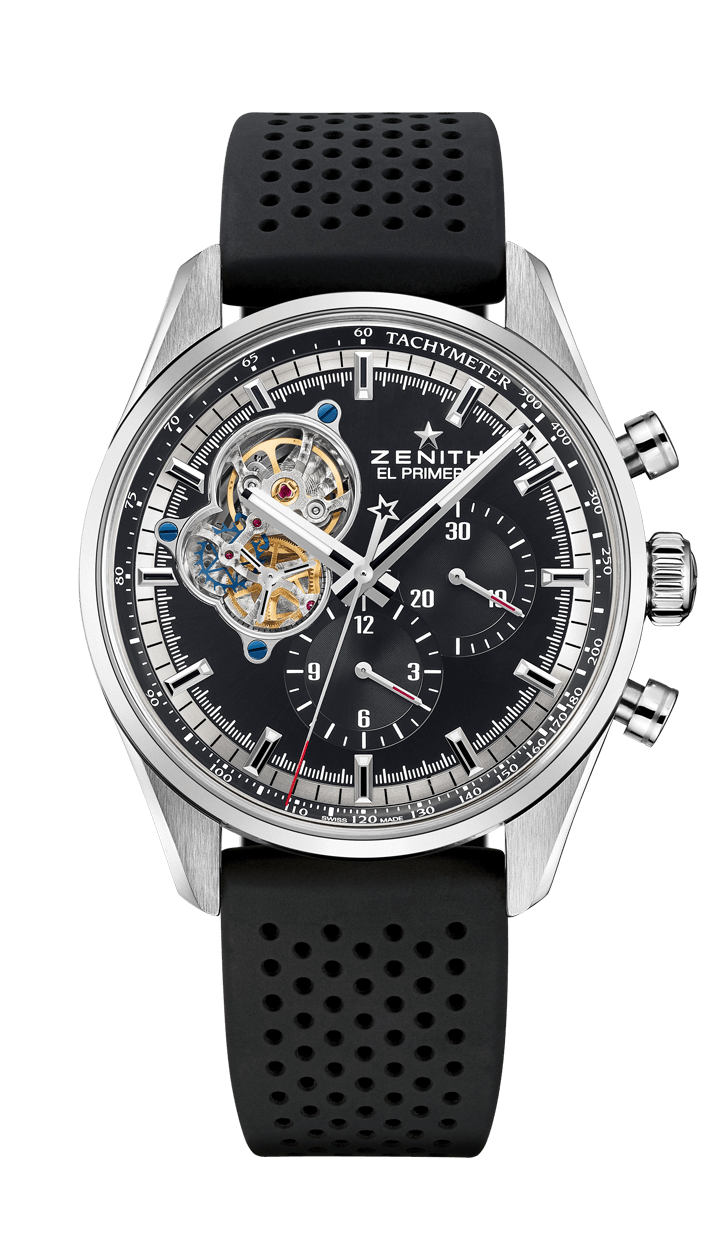 Zenith 03.2040.4061/21.R576 : El Primero Chronomaster Open Stainless Steel / Black / Rubber