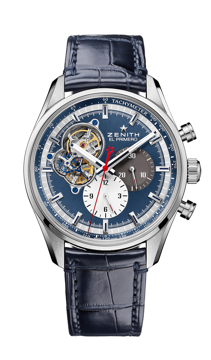 Zenith 03.2040.4061/52.C700 : El Primero Chronomaster Open Stainless Steel / Blue 1969 / Alligator