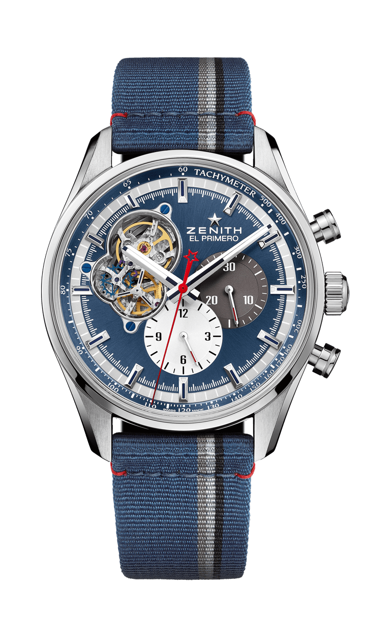 Zenith 03.2040.4061/52.C802 : El Primero Chronomaster Open Stainless Steel / Blue 1969 / Fabric