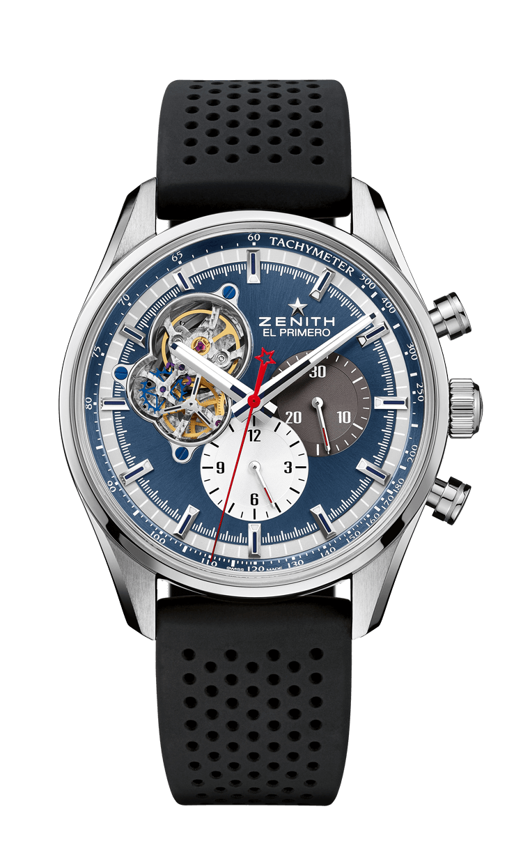 Zenith 03.2040.4061/52.R576 : El Primero Chronomaster Open Stainless Steel / Blue 1969 / Rubber
