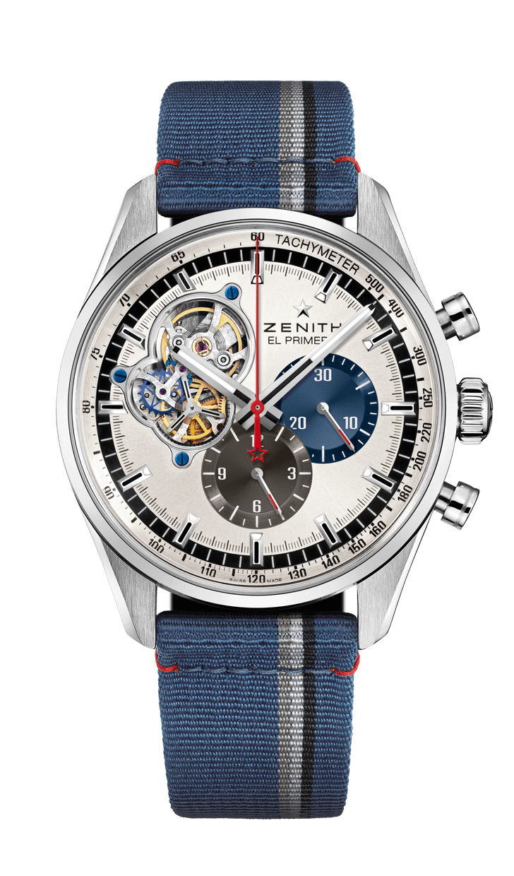 Zenith 03.2040.4061/69.C802 : El Primero Chronomaster Open Stainless Steel / Silver 1969 / Fabric