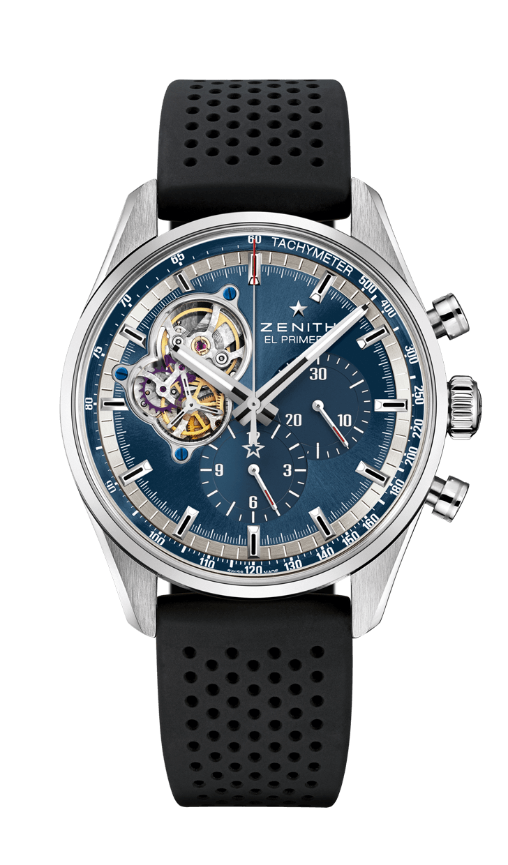 Zenith 03.20416.4061/51.R576 : El Primero Chronomaster Open Stainless Steel / Blue / Rubber