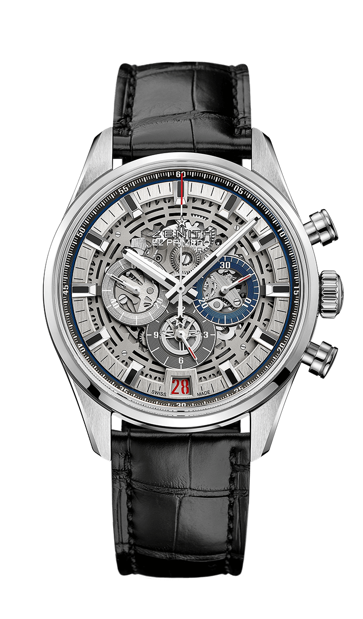 Zenith 03.2081.400/78.C813 : El Primero Chronomaster Full Open 42 Stainless Steel / Alligator