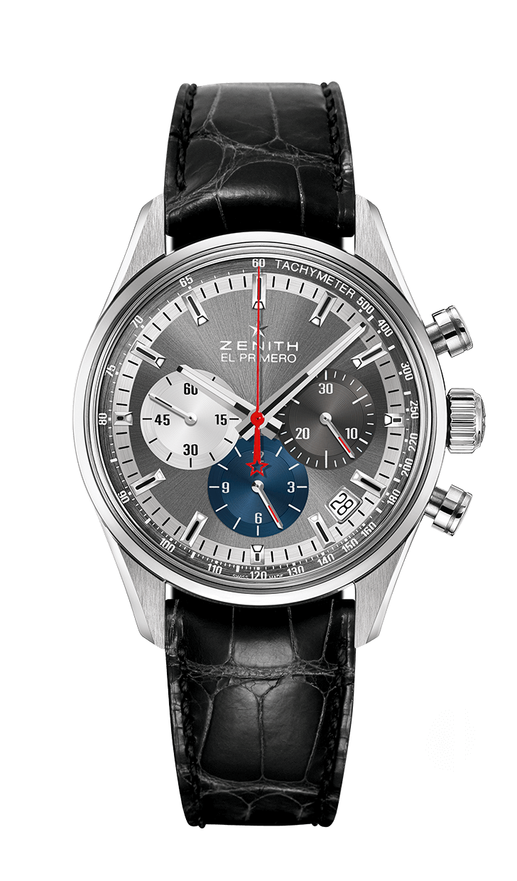 Zenith 03.2150.400/26.C714 : El Primero Chronomaster 38 Stainless Steel / Slate / Alligator
