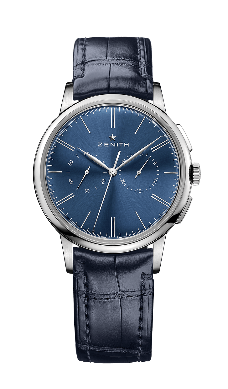 Zenith 03.2272.4069/51.C700 : Elite Chronograph Classic Stainless Steel / Blue / Alligator