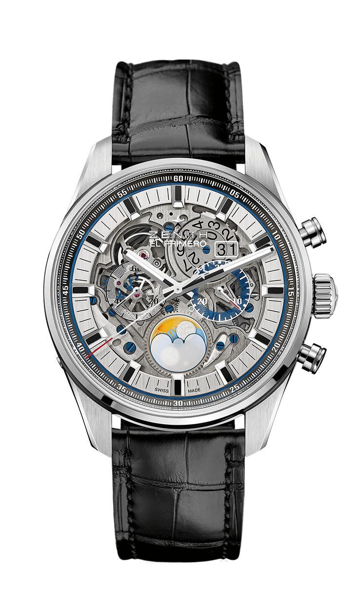 Zenith 03.2530.4047/78.C813 : El Primero Chronomaster Grande Date Full Open Stainless Steel / Alligator