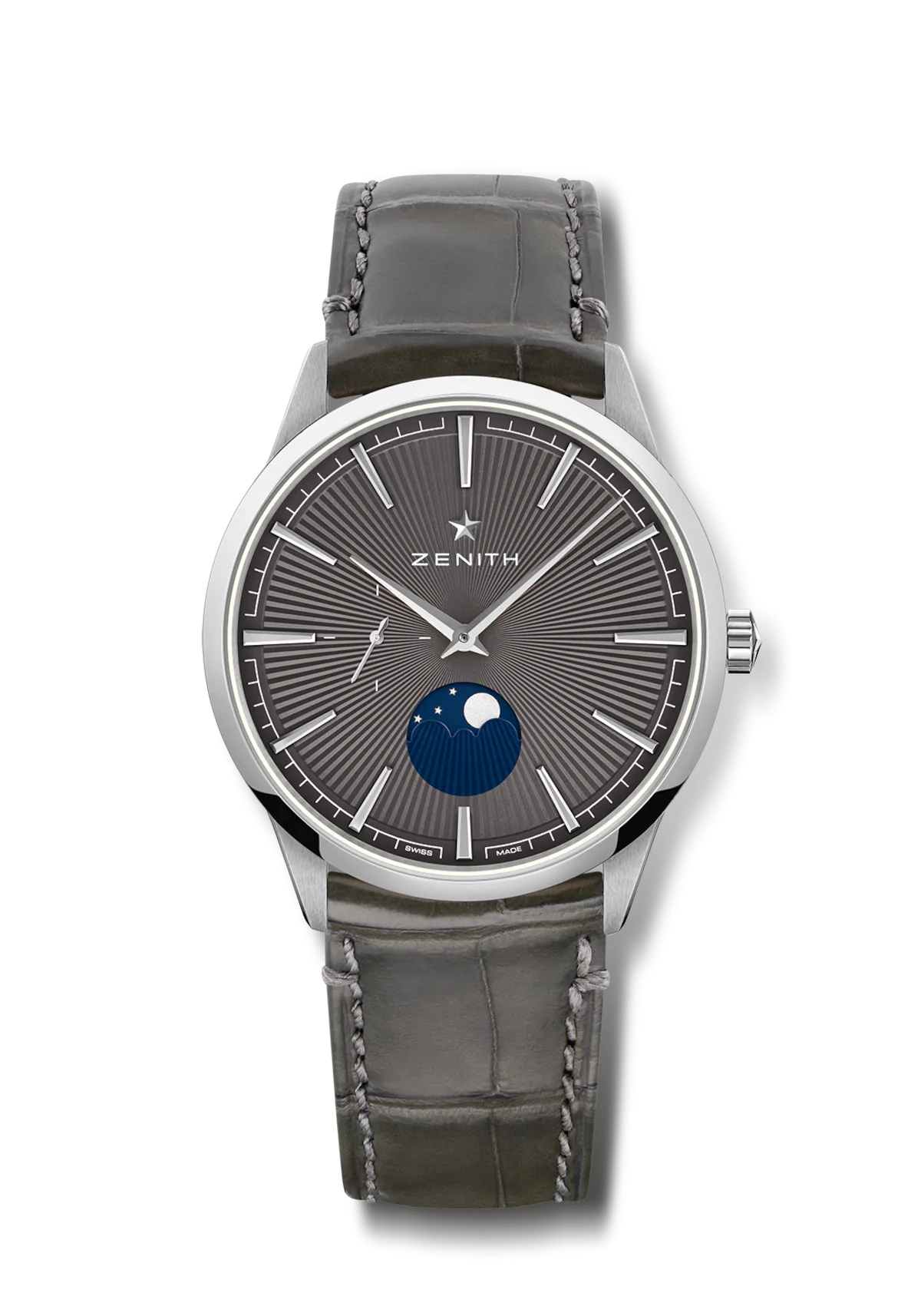 Zenith 03.3100.692/03.C923 : Elite Moon Phase 40 Stainless Steel / Grey