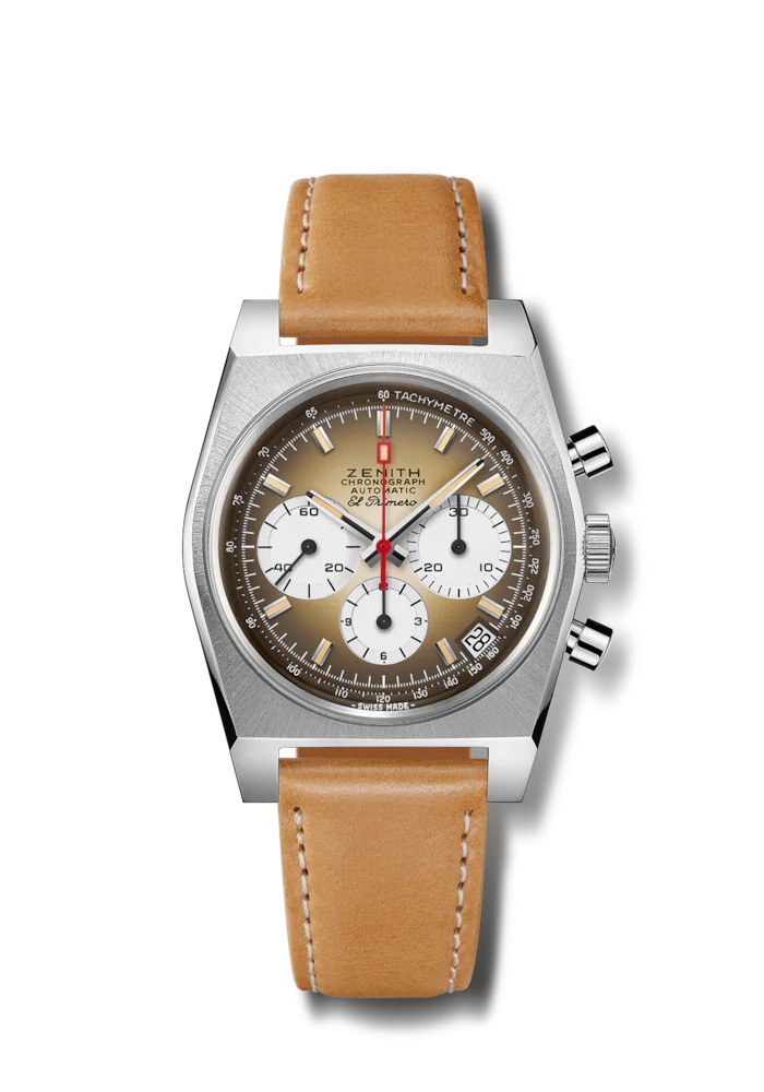 Zenith 03.A384.400/385.C855 : El Primero A385 Revival Stainless Steel / Brown / Strap