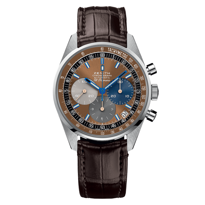 Zenith 03.F386.400/70.C807 : El Primero A386 Revival 50th Anniversary El Primero Stainless Steel / Tobacco / Fine Watch Club