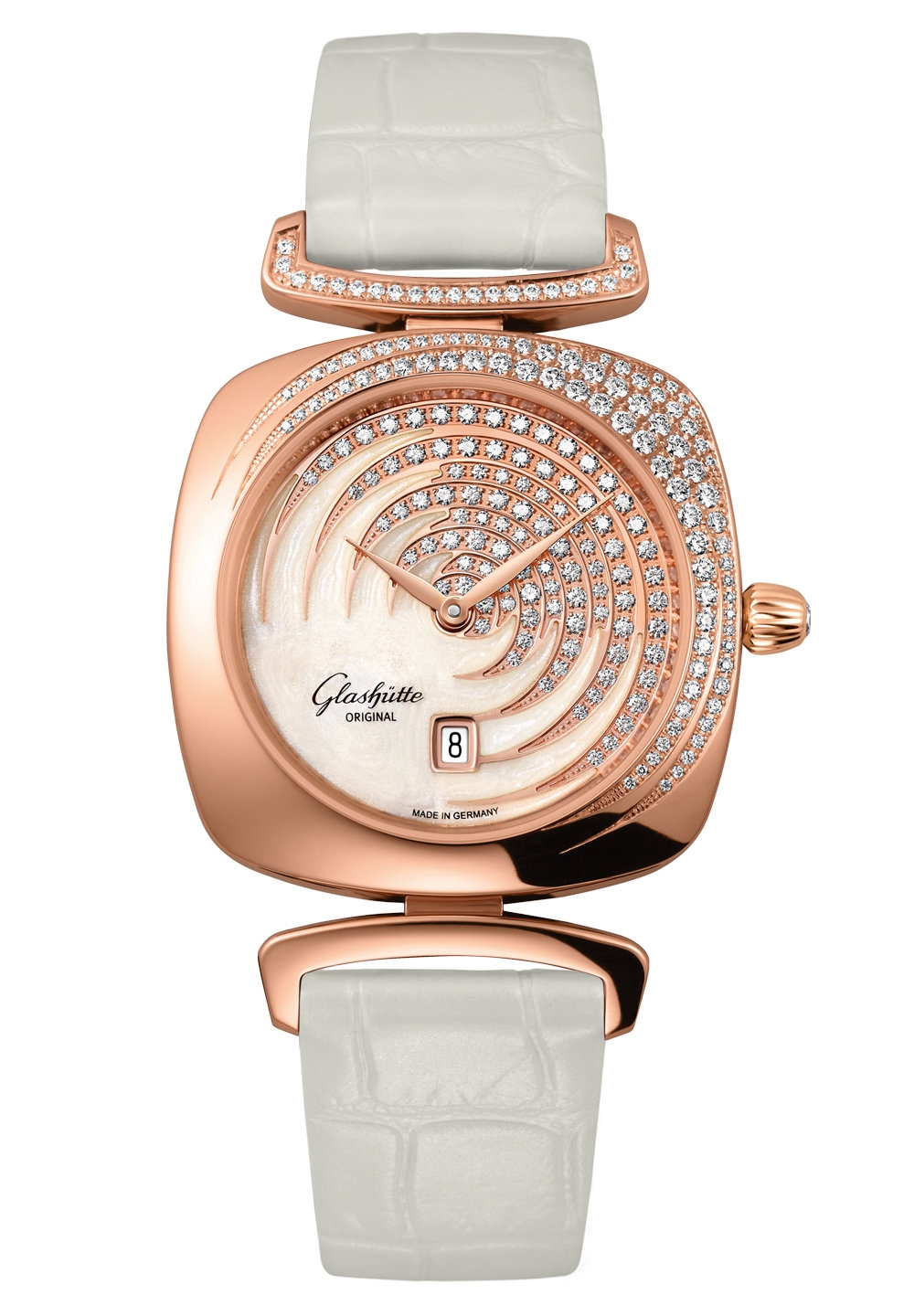 Glashütte Original 1-03-01-03-15-34 : Pavonina Date Red Gold / Cold Enamel / Alligator - Folding