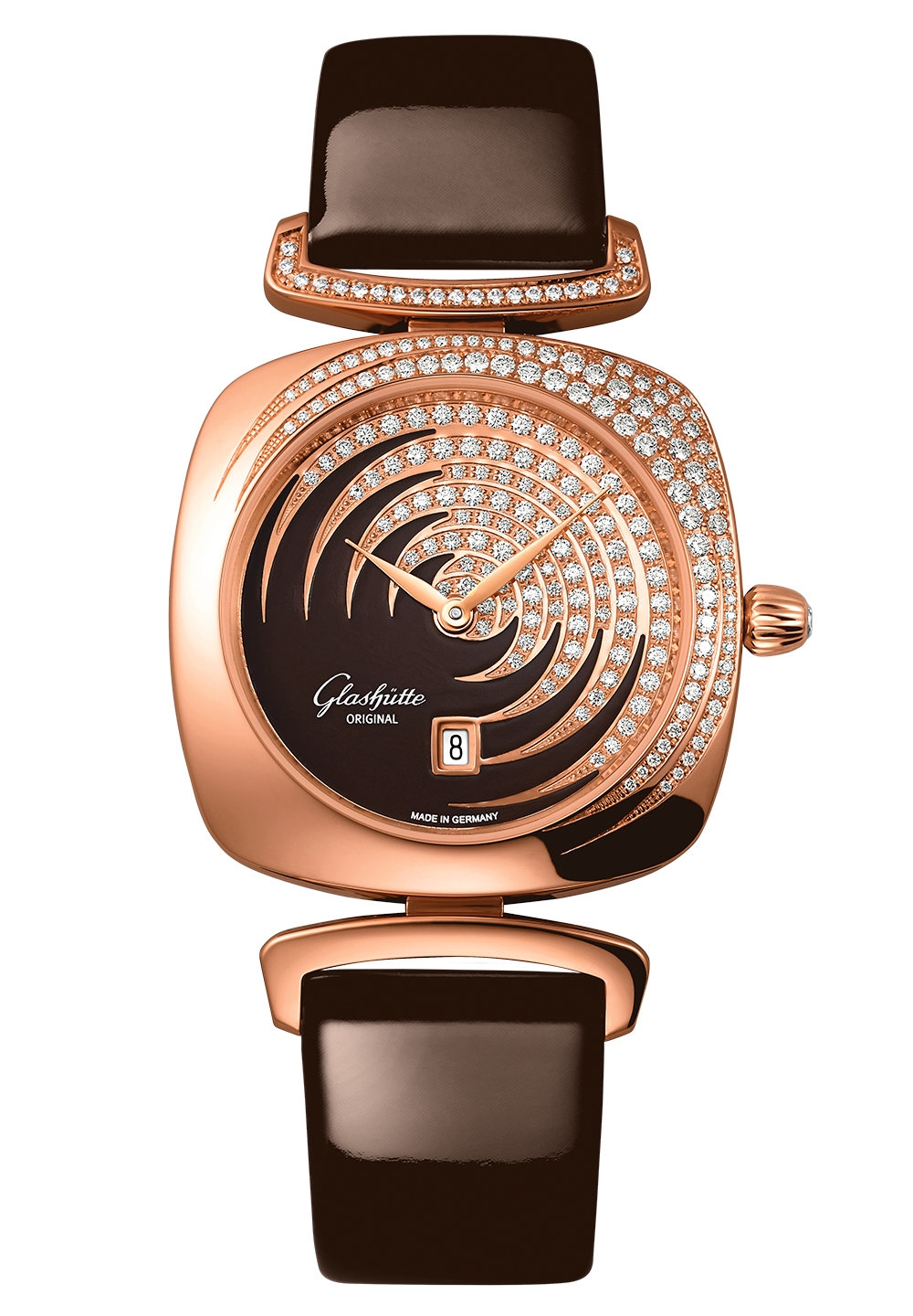 Glashütte Original 1-03-01-04-15-01 : Pavonina Date Red Gold / Diamond / Cold Enamel Brown / Calf