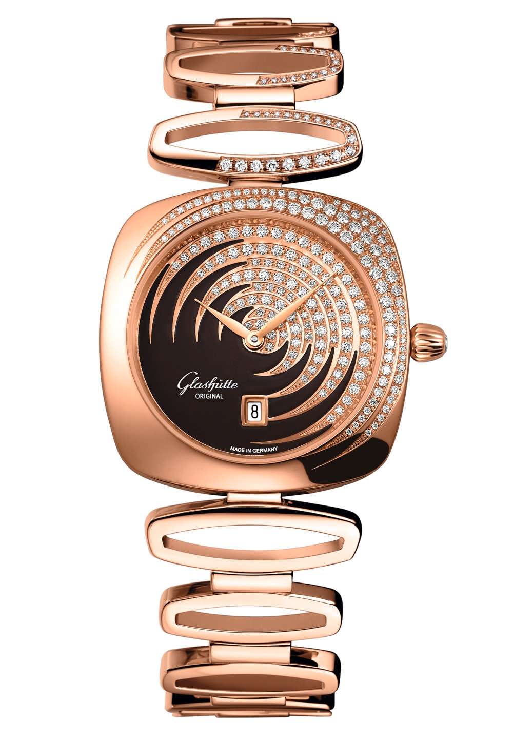 Glashütte Original 1-03-01-04-15-11 : Pavonina  Date Red Gold / Diamond / Cold Enamel Brown / Bracelet
