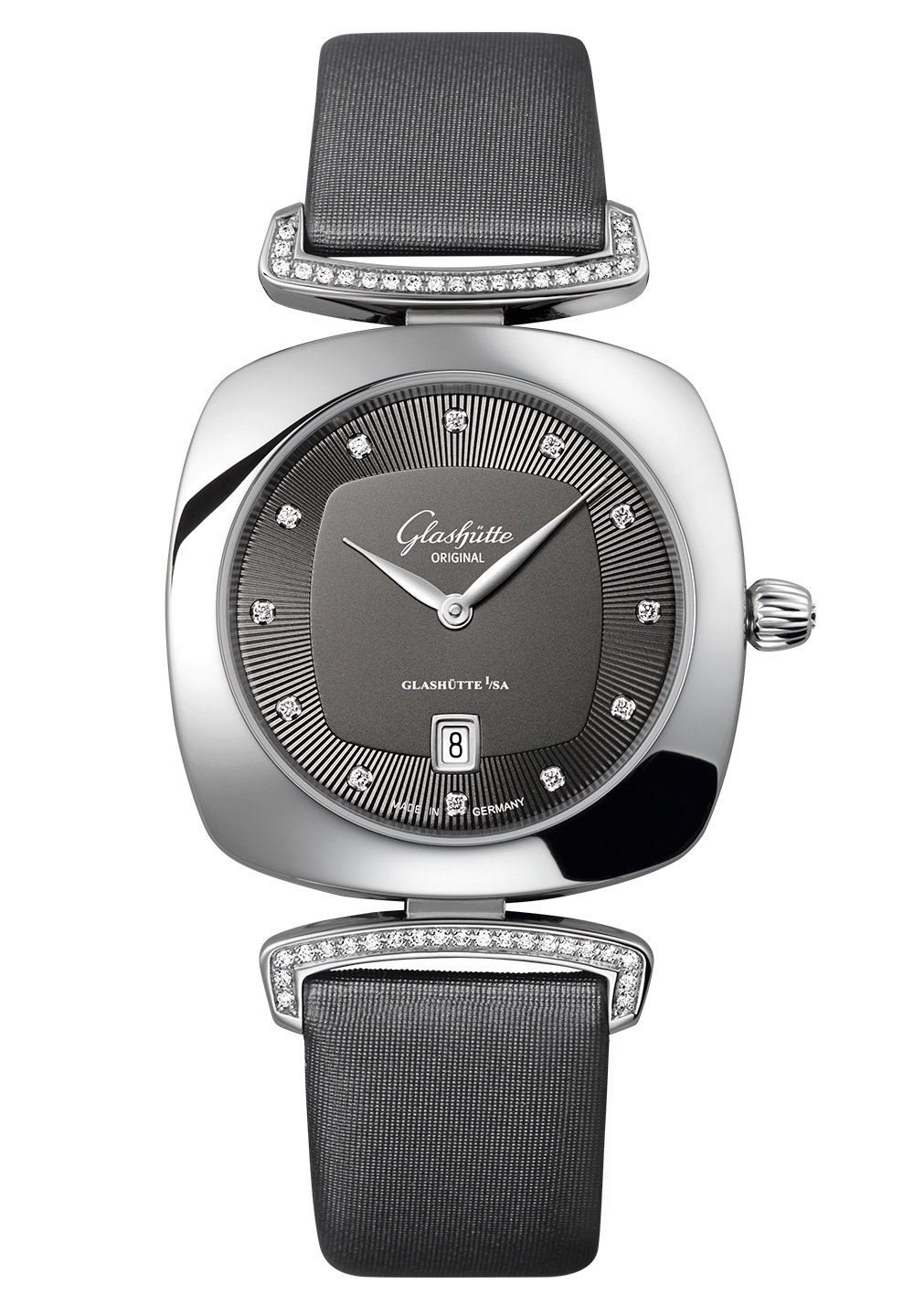 Glashütte Original 1-03-01-06-12-02 : Pavonina Date Stainless Steel / Diamond / Grey / Calf - Pin