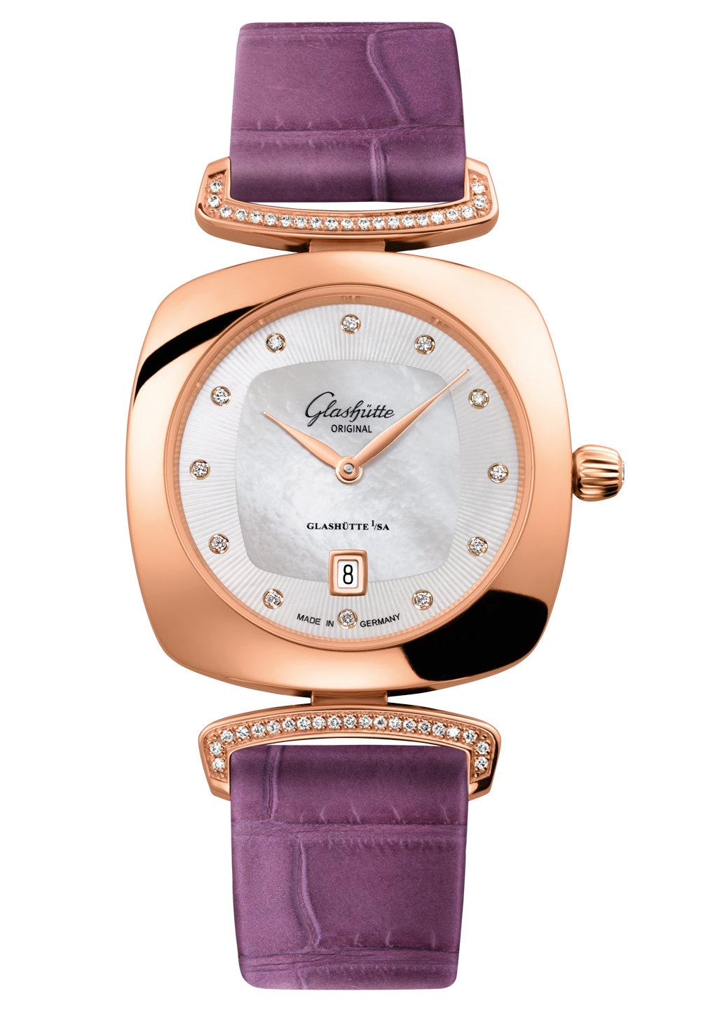 Glashütte Original 1-03-01-08-05-34 : Pavonina Date Red Gold / Diamond / MOP / Alligator