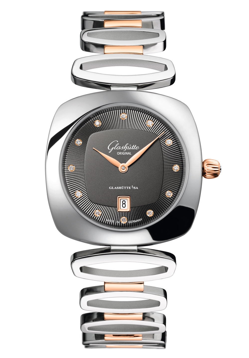 Glashütte Original 1-03-01-25-06-14 : Pavonina Date Stainless Steel / Red Gold / Grey / Bracelet