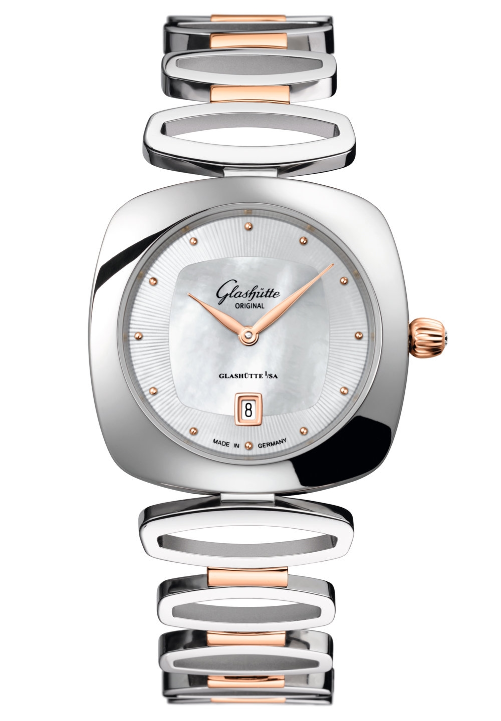 Glashütte Original 1-03-01-26-06-14 : Pavonina Date Stainless Steel / Red Gold / MOP / Bracelet