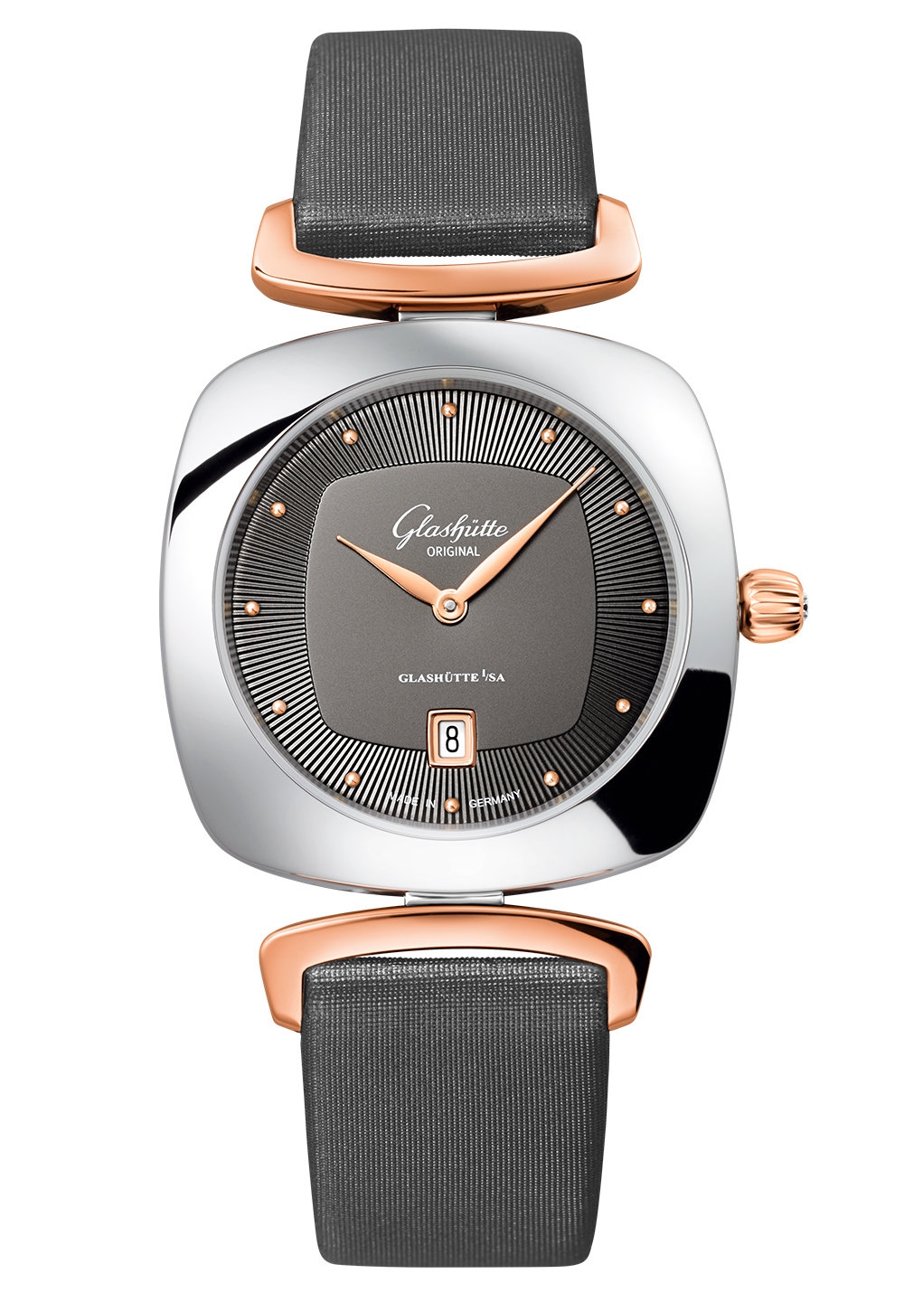 Glashütte Original 1-03-01-27-06-04 : Pavonina Date Stainless Steel / Red Gold / Grey / Calf