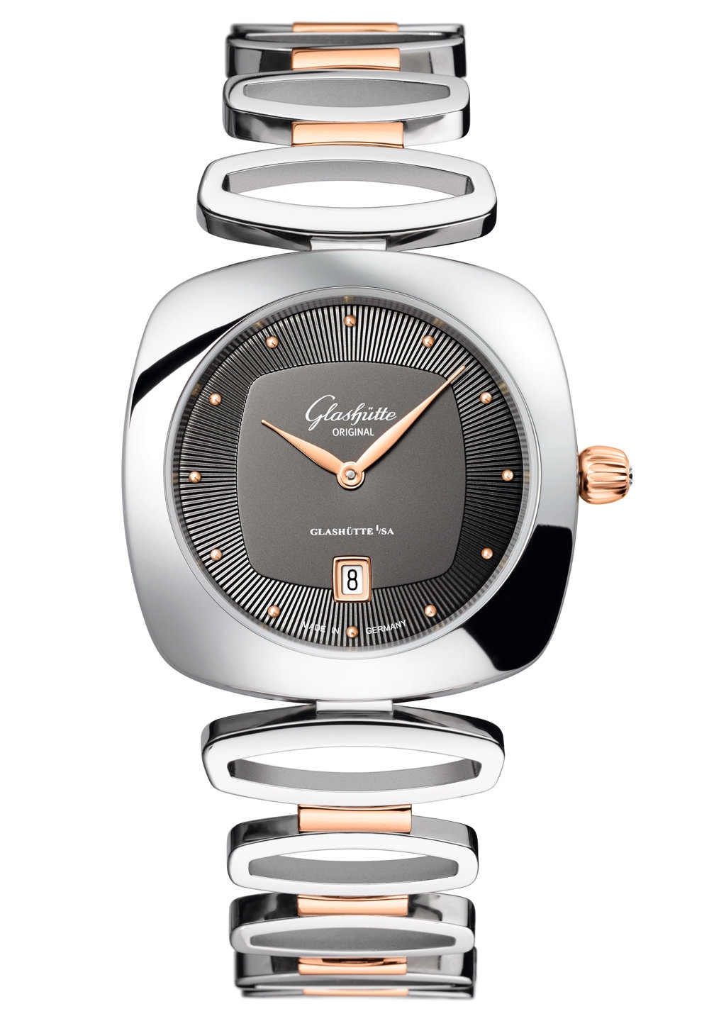 Glashütte Original 1-03-01-27-06-14 : Pavonina Date Stainless Steel / Red Gold / Grey / Bracelet