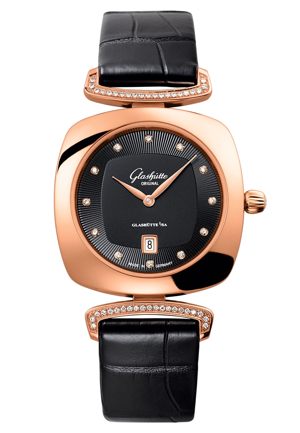 Glashütte Original 1-03-01-28-05-30 : Pavonina Date Red Gold / Diamond / Black / Alligator