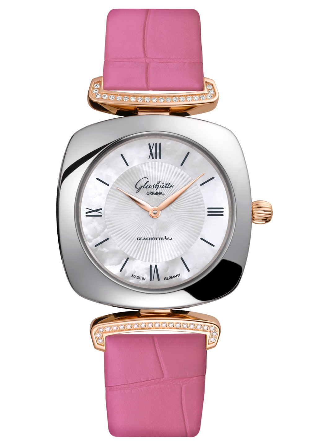 Glashütte Original 1-03-02-05-16-31 : Pavonina Stainless Steel / Red Gold / Diamond / MOP / Alligator