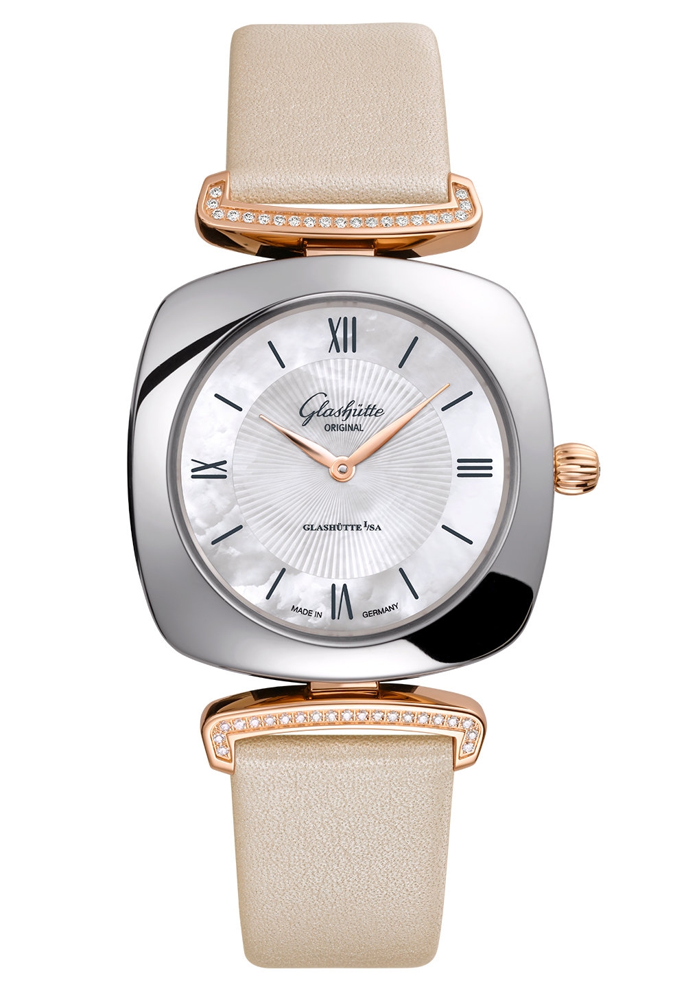 Glashütte Original 1-03-02-05-16-35 : Pavonina Stainless Steel / Red Gold / Diamond / MOP / Calf