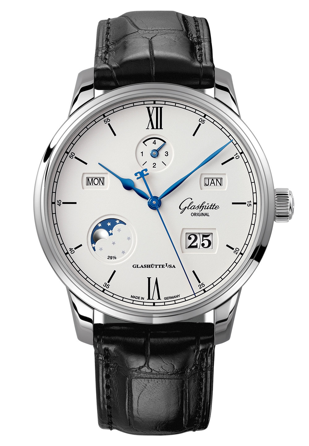 Glashütte Original 1-36-02-01-02-50 : Senator Excellence Perpetual Calendar Stainless Steel / Silver / Alligator / Folding