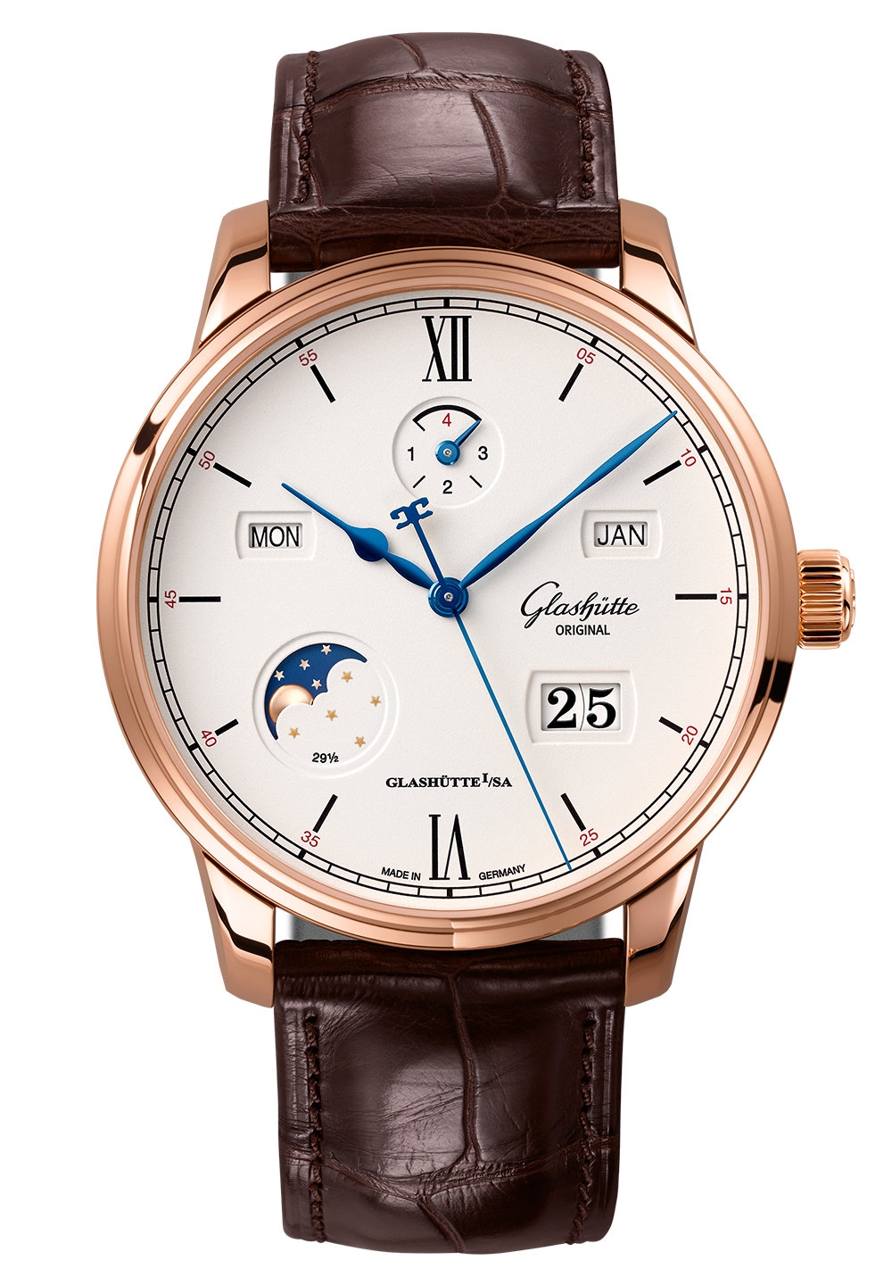 Glashütte Original 1-36-02-02-05-30 : Senator Excellence Perpetual Calendar Red Gold / Silver / Alligator / Folding