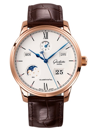 Glashütte Original 1-36-02-02-05-50 : Senator Excellence Perpetual Calendar Red Gold / Silver / Alligator / Folding