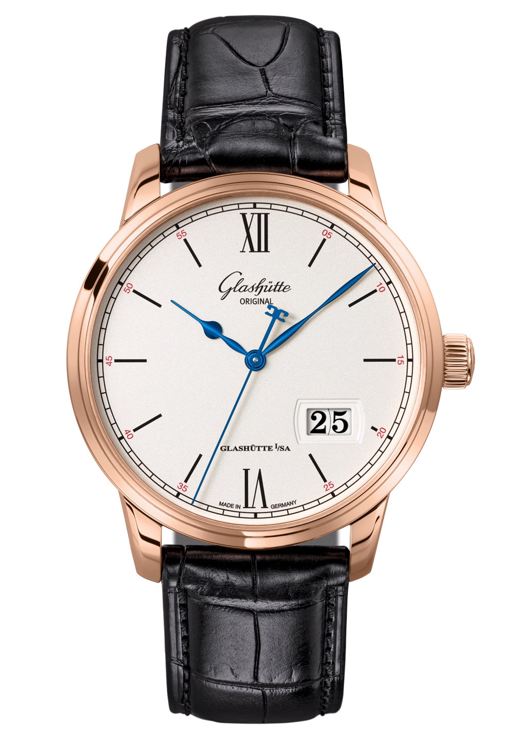 Glashütte Original 1-36-03-02-05-30 : Senator Excellence Panorama Date Red Gold / Silver / Alligator / Folding