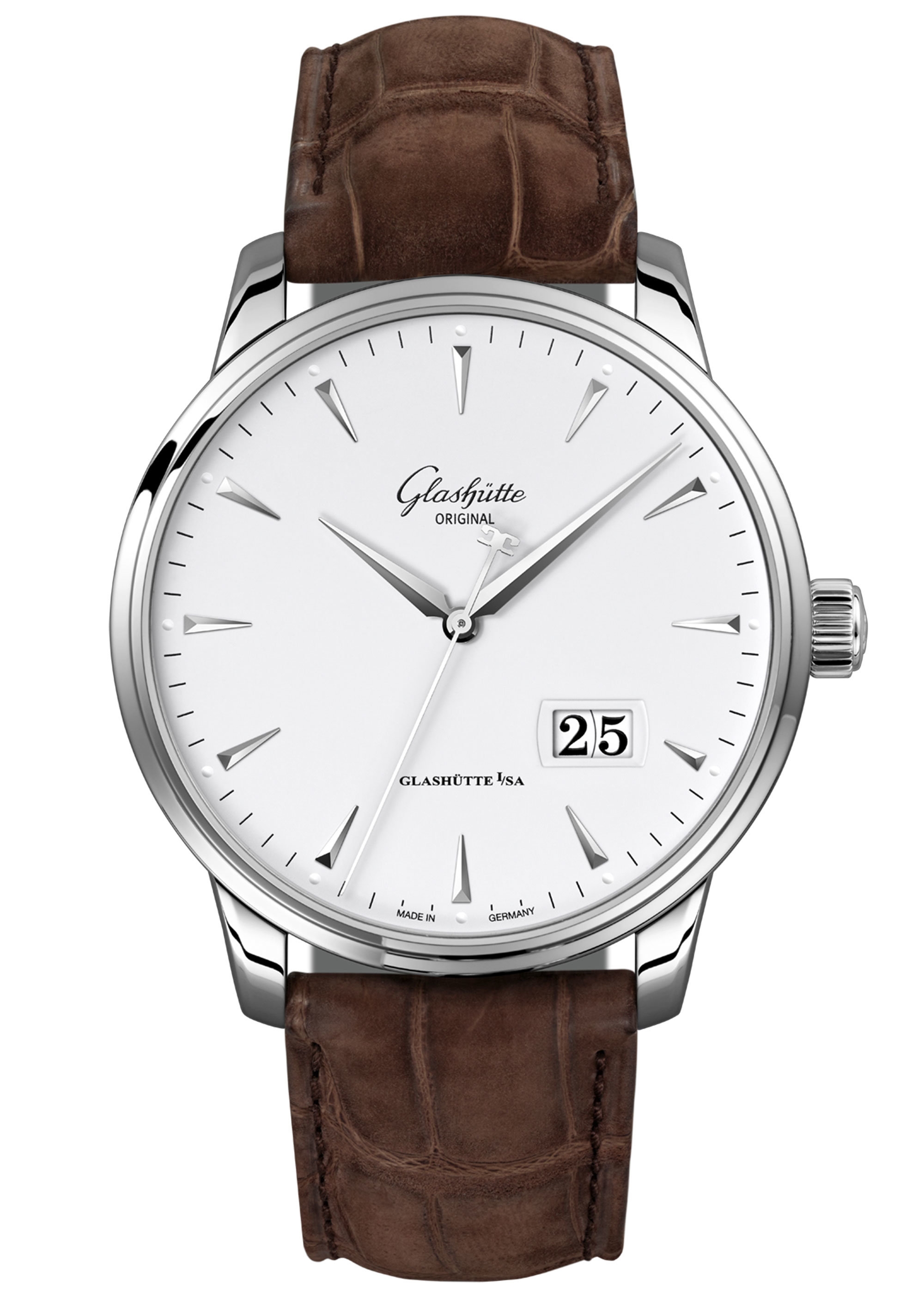 Glashütte Original 1-36-03-05-02-02 : Senator Excellence Panorama Date Stainless Steel / Silver / Alligator - Pin
