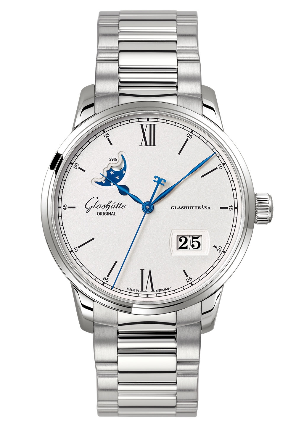 Glashütte Original 1-36-04-01-02-70 : Senator Excellence Panorama Date Moonphase Stainless Steel / Silver / Bracelet