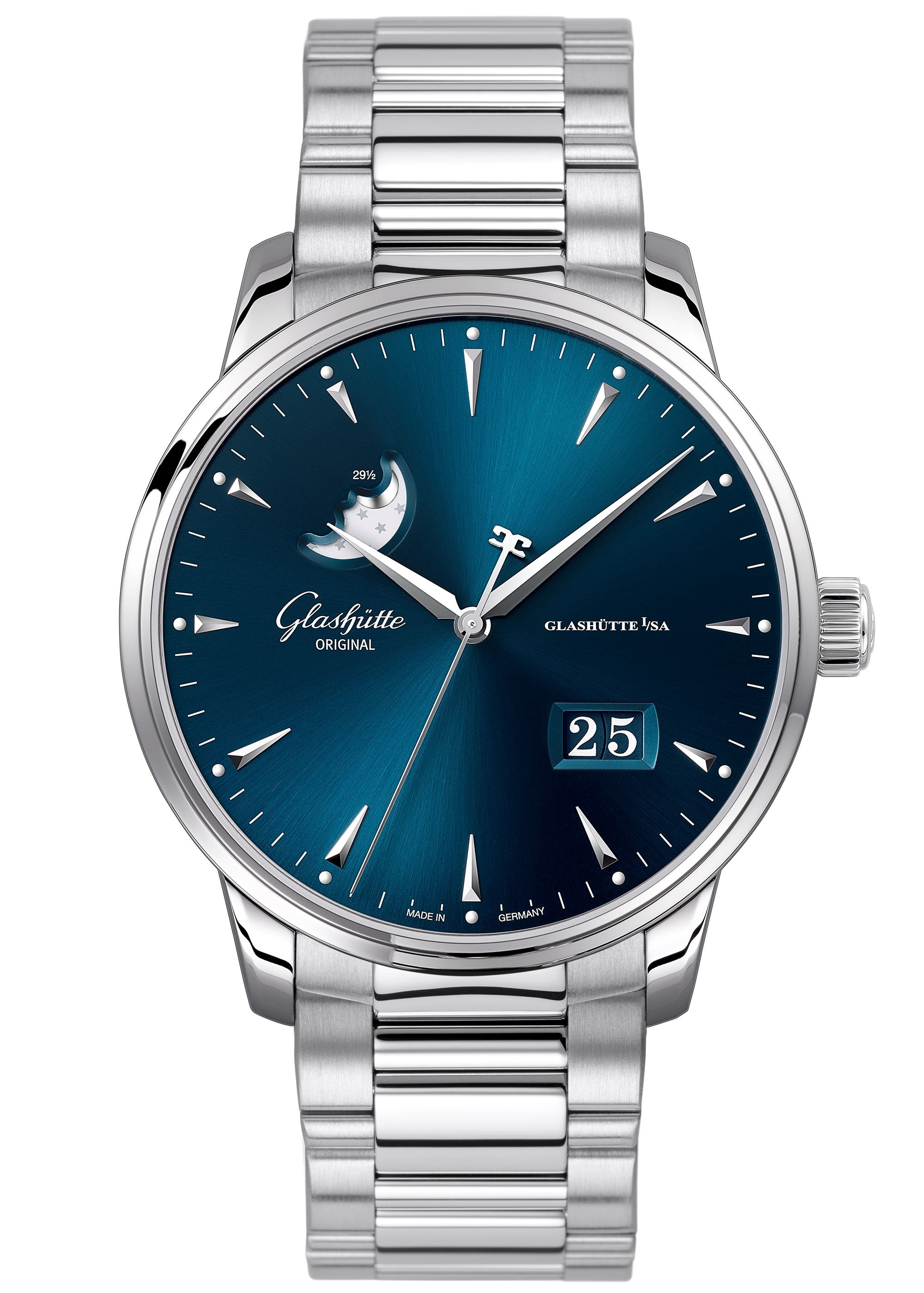 Glashütte Original 1-36-04-04-02-70 : Senator Excellence Panorama Date Moonphase Stainless Steel / Blue / Bracelet